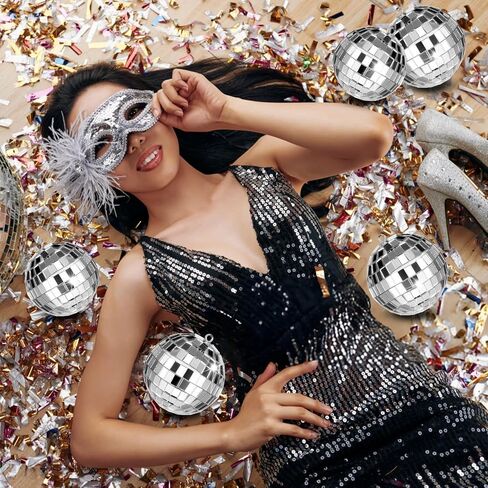 100 Pcs Mirror Disco Balls Bulk Assorted Silver Hanging Disco Ball Decor for Home Wedding Birthday Dance Music 70 S Theme Party Christmas Tree Ornaments in Saudi Arabia