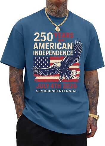 Arvilhill Men 250th Anniversary Tshirt Loose Fit Soft Daily 4th of July Pride Tee (S-XXL) in Saudi Arabia