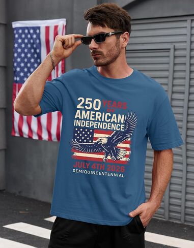 Arvilhill Men 250th Anniversary Tshirt Loose Fit Soft Daily 4th of July Pride Tee (S-XXL) in Saudi Arabia