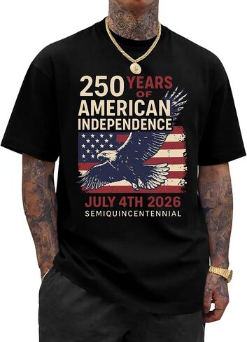 Arvilhill Men 250th Anniversary Tshirt Loose Fit Soft Daily 4th of July Pride Tee (S-XXL) in Saudi Arabia