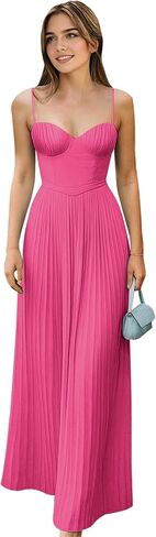 Chiffon Spaghetti Straps Bridesmaid Dresses for Women Long Pleated Wedding Guest Dress in Saudi Arabia