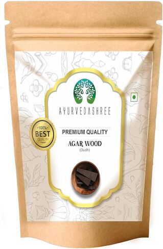 AYURVEDASHREE Agar Wood Black 100gm | Agar Lakdi | Eagle Wood | Agarwood | Aquilaria Agallocha, 100% Natural in Kuwait