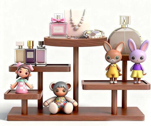 Jewelry Stand, Wooden Tiered Display Rack, Earring Storage Organizer Display Shelves Collectible, Perfume Bracelet Trays for Crafts Sales, Gifts in Saudi Arabia