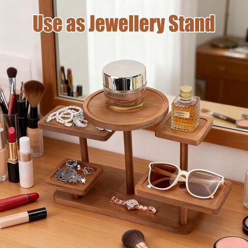 Jewelry Stand, Wooden Tiered Display Rack, Earring Storage Organizer Display Shelves Collectible, Perfume Bracelet Trays for Crafts Sales, Gifts in Saudi Arabia
