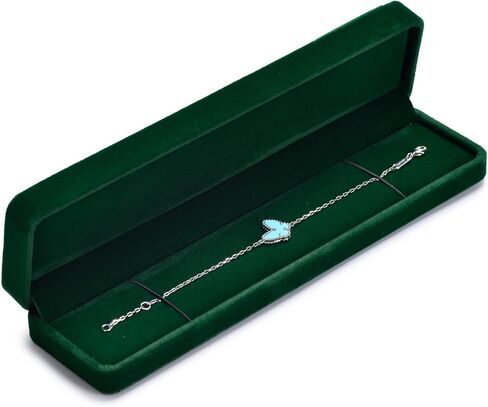 Velvet Necklace Bracelet Box, Jewelry Gift Box Long Chain Case For Birthday,Wedding, Valentine's Day Mother's Day (Green) in Saudi Arabia