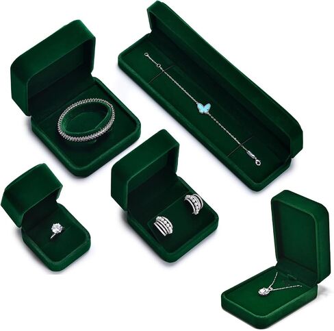 Velvet Necklace Bracelet Box, Jewelry Gift Box Long Chain Case For Birthday,Wedding, Valentine's Day Mother's Day (Green) in Saudi Arabia