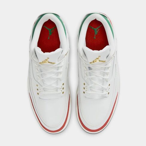 حذاء Air Jordan 3 Retro El Vuelo للرجال لايف ستايل (قمة أبيض/ذهبي معدني/أخضر صنوبر/أحمر تنين/شراع) مقاس 10.5 in Kuwait