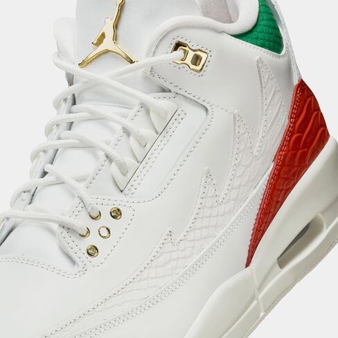 حذاء Air Jordan 3 Retro El Vuelo للرجال لايف ستايل (قمة أبيض/ذهبي معدني/أخضر صنوبر/أحمر تنين/شراع) مقاس 10.5 in Kuwait