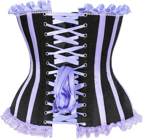 Daisy corsets Women's Daisy Corsets Womens 2 Pc Burlesque Purple/Black Striped Steel Boned Corset & Bloomers - Plus Size in Saudi Arabia