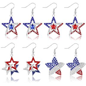 YARIEW 4th of July Independence Day Dangle Earrings for Women Red White Blue Patriotic Earrings for Women 250th Anniversary American Flag Drop Earring in Saudi Arabia