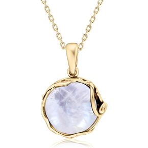 14K Gold Plated Moonstone Necklace for Women - Gold Over Silver Moonstone Pendant - June Birthstone - Gold Wedding Jewelry- Long Statement Necklace - Gold Turquoise Necklace in Saudi Arabia