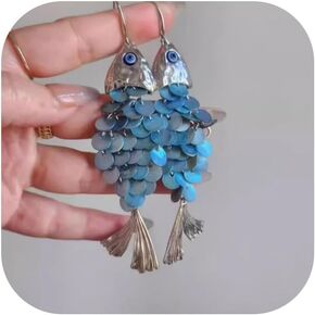 Boho Earrings for Women Blue Acrylic Fish Dangle Earrings Boho Statement Jewelry Accessories for Party Outfits Trendy Jewelry Gifts in Saudi Arabia