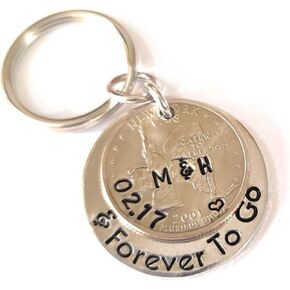 Personalized 25 Years and Forever To Go, Wedding Year Quarter Keychain, 25th Anniversary Idea, Gift for Husband in Saudi Arabia