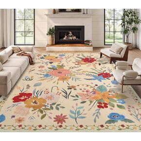 Rugs for Bedroom 4x6 Girls Washable Non Slip Low Pile Boho Floral Rug for Bedroom Living Room Carpet in Saudi Arabia