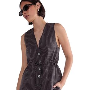 Nasty Gal Women's Pinstripe Ruched Tie Front Waistcoat in Saudi Arabia