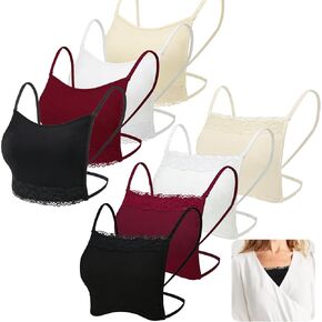 4pcs Women's Floral Lace Mock Camisole Lace Cleavage Cover Modesty Panel Hook to Bra Insert Mock Camisole Sets, Anti-Exposure Brooch Pins Reversible Neckline in Kuwait