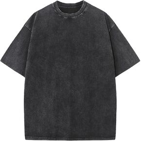Mens Cotton T-Shirts, Oversized Short Sleeve Acid Washed Casual Tee Tops for Women Unisex in Saudi Arabia