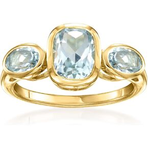 Ross-Simons 2.60 ct. t.w. Sky Blue Topaz 3-Stone Ring in 18kt Gold Over Sterling in Saudi Arabia
