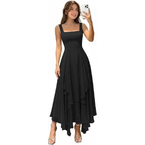Women's Ruffles Long Bridesmaid Dresses 2026 Square Neck Chiffon Flowy Formal Wedding Dress in Saudi Arabia