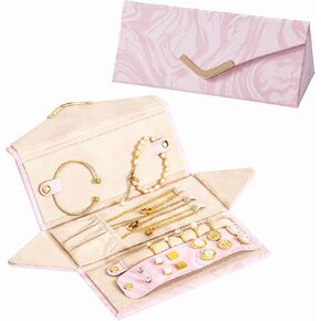 Yoobao Small Jewelry Case for Women Girls, Triangle Jewelry Box Organizer, Foldable Storage Case for Necklaces Earrings Rings Bracelets, Travel Essentials, Ideal Present for Birthday in Saudi Arabia