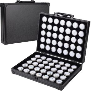 BENECREAT 70Pcs Jewelry Display Case Organizer, Gemstone Storage Box with Aluminum Organizer, 1.26x0.71inch Round Plastic Jewelry Showcase for Small Jewelry and Loose Diamonds, Black in Kuwait