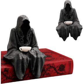 Grim Reaper Fantasy Bookshelf Decor, Suriel Inspired Tea Cup Gothic Statue, Panda Prints Dark Fantasy Shelf Collectible and BookTok Decor in Saudi Arabia