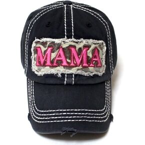 CAPS 'N VINTAGE Distressed Baseball Cap Mama Cowgirl Print Patch Embroidery Monogram Hat in Saudi Arabia