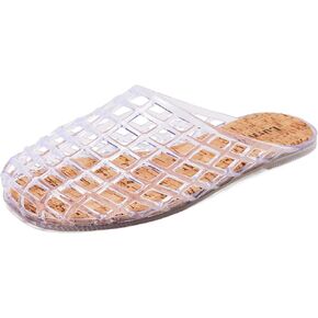 Clear Jelly Mesh Slide Sandals for Women Slip on Closed Toe Flats Sandals Summer Beach Jelly Shoes in Kuwait