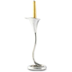 Vagabond House Pewter Lily Candlestick - Spring Flower Taper Candleholders Tall 11 inch Tall in Saudi Arabia