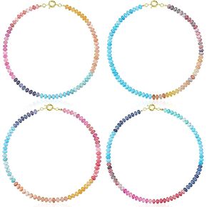 Beaded Gemstone Necklaces for Women, Boho Colorful Bead Choker Rainbow Necklace Stone Jewelry for Beach Summer in Saudi Arabia