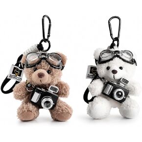 2-Piece Bear Bag Charm, Bear Keychain, Bear Keychain Plush, Plush Bag Charm, Plush Bag Charms Keychains, Cute Bear Keychain for Bags, Soft Plush Keychain for Adults in Saudi Arabia