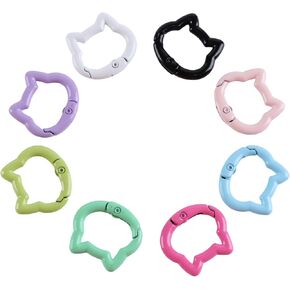 8Pcs Cute Cat Shape Keychains, Mini 1" Alloy Key Chain Ring Spring Clip, Unique Keyring Decorations for Women in Saudi Arabia