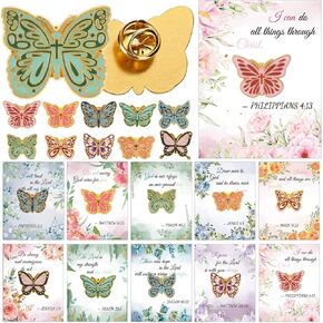 40 Sets Butterfly Pins Christian Party Favors Bulk Mother's Day Lapel Pin for Women Religious Bible Verses Christian Pins Christian Lapel Brooches Appreciation Gifts Bulk for Church in Saudi Arabia
