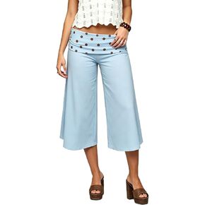 RUEWEY Women Fold Over Capri Pants Low Rise Wide Leg Yoga Capris Going Out Flowy Gaucho Pants Streetwear in Saudi Arabia