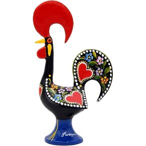 Galos 8 Inch Good Luck Portuguese Rooster Barcelos Metallic Figurine for Kitchen Decor (Black) in Saudi Arabia