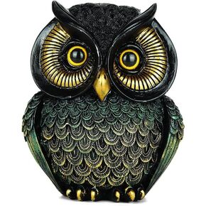 Owl Statue Home Decor, Small Figurines for Shelves, Office, Living Room, Decorative Gift for Owl Lovers (Black Gold) in Saudi Arabia