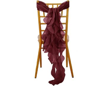 10 Sage Green Curly Chiffon Chair Sashes Bows Ties - Wedding Ceremony Reception Decorations Cheap Supplies Wholesale in Saudi Arabia