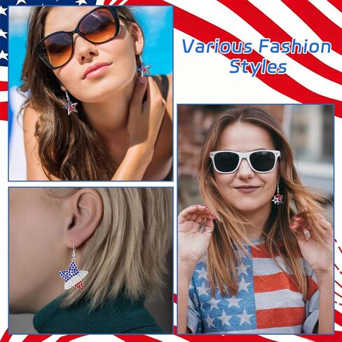 YARIEW 4th of July Independence Day Dangle Earrings for Women Red White Blue Patriotic Earrings for Women 250th Anniversary American Flag Drop Earring in Saudi Arabia