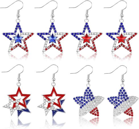 YARIEW 4th of July Independence Day Dangle Earrings for Women Red White Blue Patriotic Earrings for Women 250th Anniversary American Flag Drop Earring in Saudi Arabia