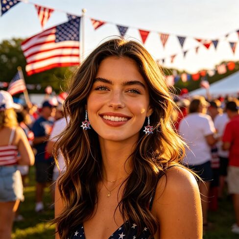 YARIEW 4th of July Independence Day Dangle Earrings for Women Red White Blue Patriotic Earrings for Women 250th Anniversary American Flag Drop Earring in Saudi Arabia