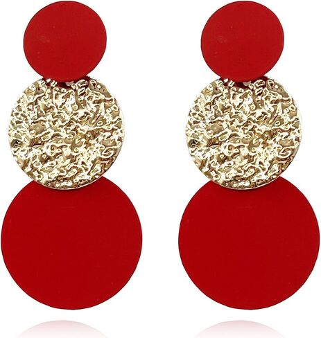 Colorful Geometric Matte Paint Splice Round Three Layer Circular Tassel Long Earrings Jewelry for Woman in Saudi Arabia