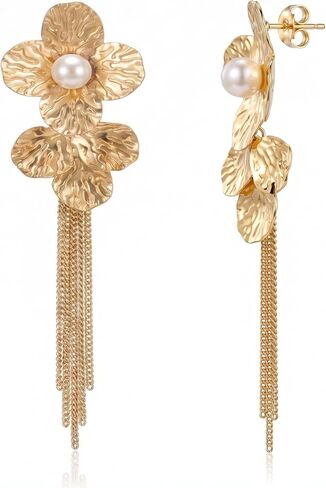 BELLA-Bee Tassel Earrings for Women, 14K Gold Plated Brass Long Dangle Fringe Earrings, Hypoallergenic Statement Gold Earrings Prom Wedding Jewelry Gift in Saudi Arabia