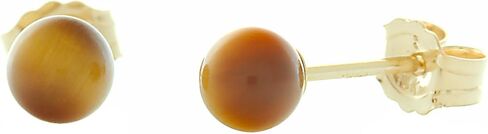 Trustmark 14K Yellow Gold 4mm Natural Tigers Eye Ball Stud Earrings in Kuwait