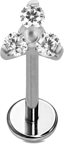 Cords Club Love Triangle Flat Back Stud – ASTM-F136 Implant Grade Titanium - Push Pin Design for Sensitive Ears – Available in 18K PVD Plated & Titanium (Single Earring) in Saudi Arabia