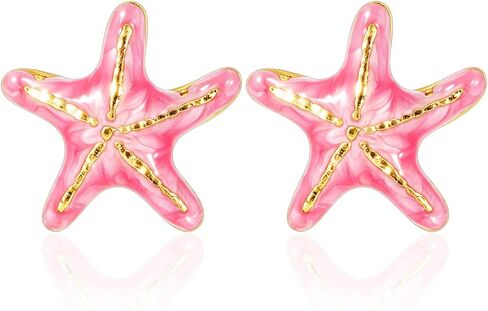 Starfish Stud Earrings Enamel Gold Plated Ocean Beach Earrings Cute Multicolor Summer Vacation Jewelry in Saudi Arabia