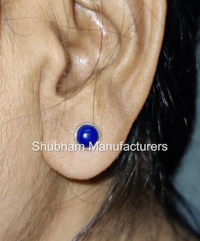 Natural Gemstone 925 Sterling Silver 6 MM Round Minimalist Studs Earrings for Women & Girls in Kuwait