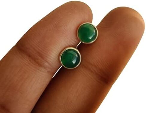 Natural Gemstone 925 Sterling Silver 6 MM Round Minimalist Studs Earrings for Women & Girls in Kuwait