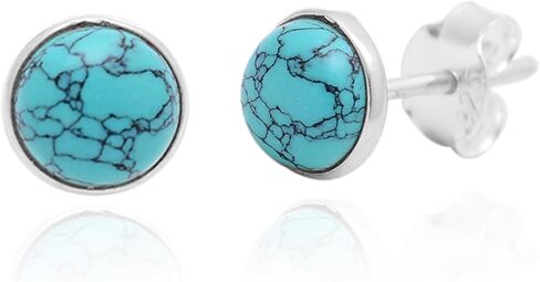 Natural Gemstone 925 Sterling Silver 6 MM Round Minimalist Studs Earrings for Women & Girls in Kuwait