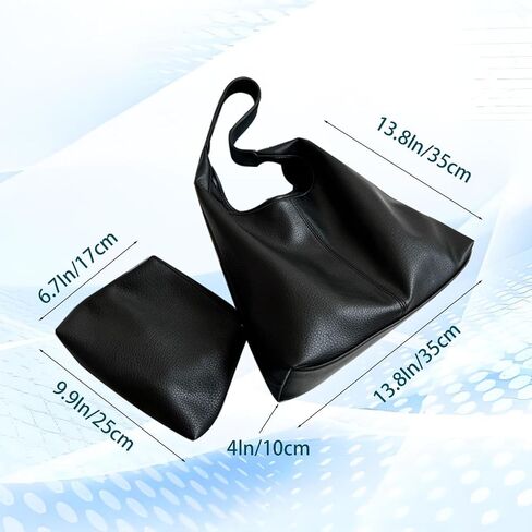 Leather Tote Bag For Women,Large Slouchy Hobo Shoulder Purse,Ladies Handbags & Black Purses (Tote_Black) in Saudi Arabia