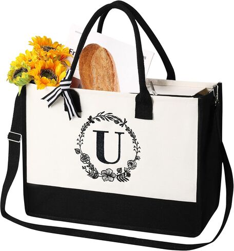 personalized bags for women,Tote Bag For Women,Initial Tote Bag For Women With Zipper in Saudi Arabia